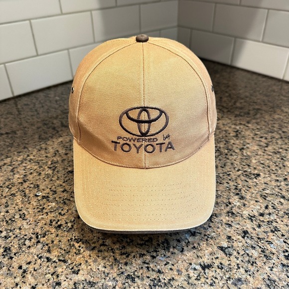 Toyota Hat Baseball Cap Adjustable Khaki Brown American Flag Logo